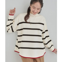 【洗濯機可／毛玉レス】ポンチョ風ボーダーニット