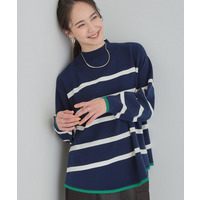 【洗濯機可/毛玉レス】きれいに体型カバー ポンチョ風ボーダーニット