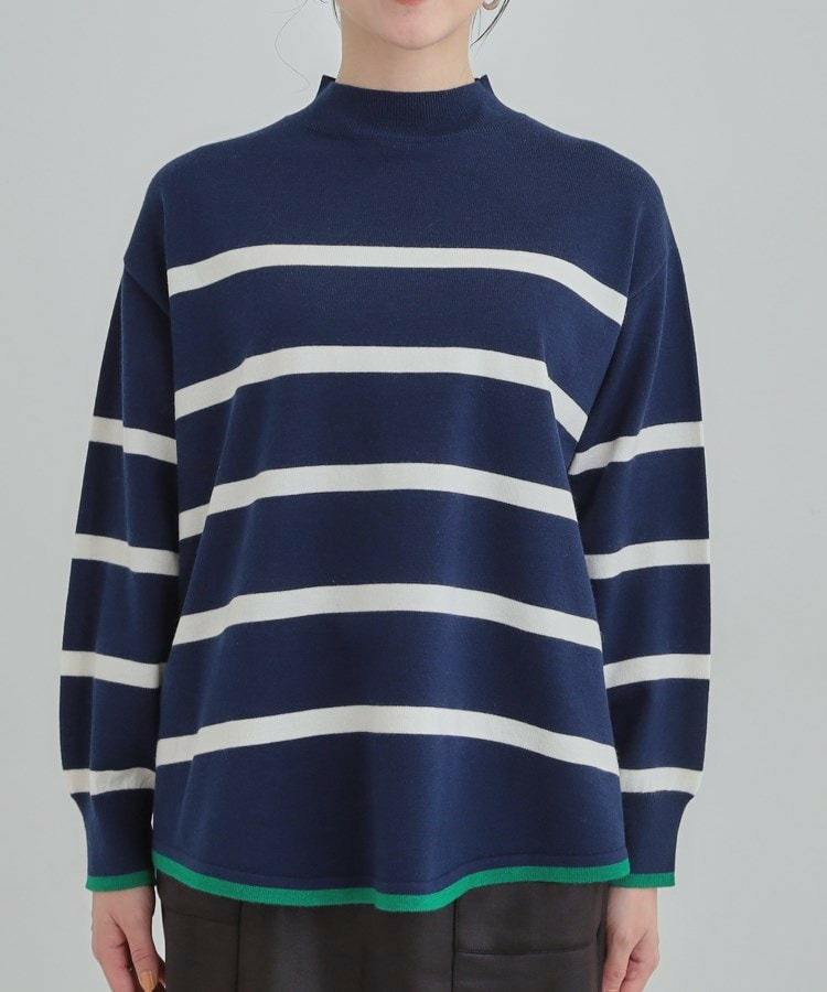 【洗濯機可/毛玉レス】ポンチョ風ボーダーニット14