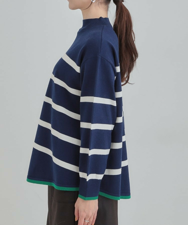 【洗濯機可/毛玉レス】ポンチョ風ボーダーニット15