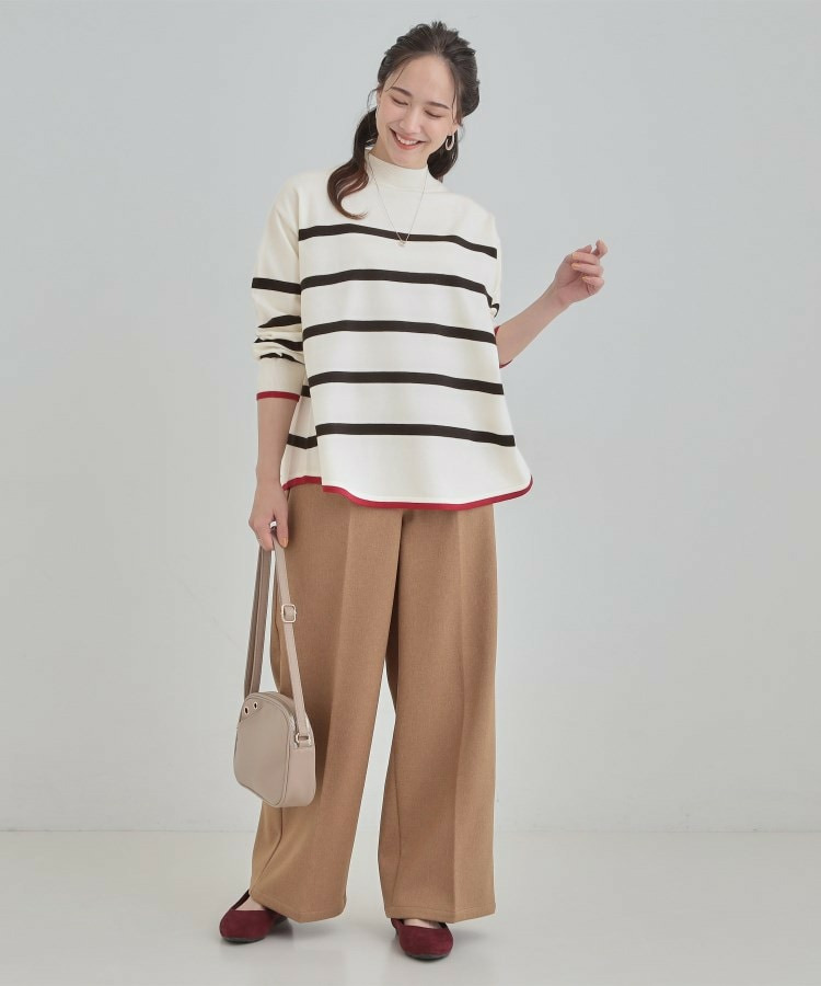 【洗濯機可/毛玉レス】ポンチョ風ボーダーニット4