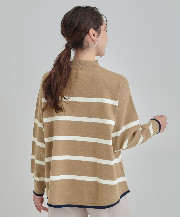 【洗濯機可/毛玉レス】ポンチョ風ボーダーニット7