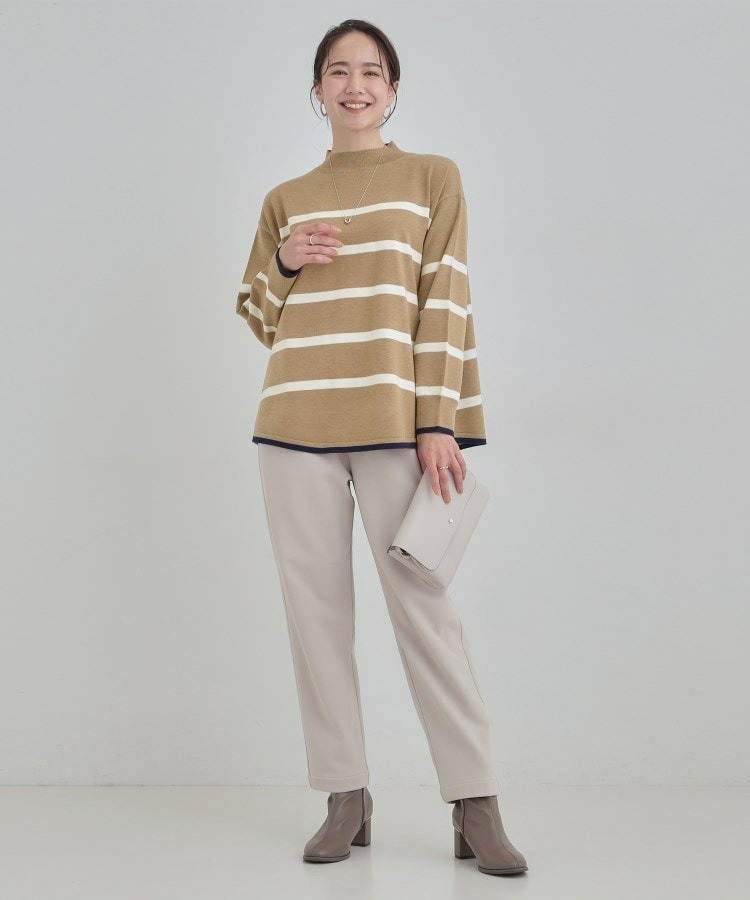 【洗濯機可/毛玉レス】ポンチョ風ボーダーニット8