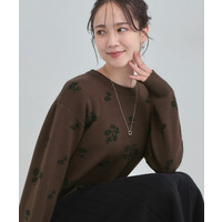 【S-LL】大人上品な レトロフラワーニット