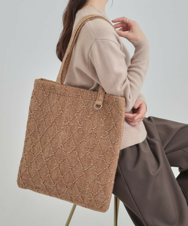 ラメ格子柄スクエアトートバッグ1