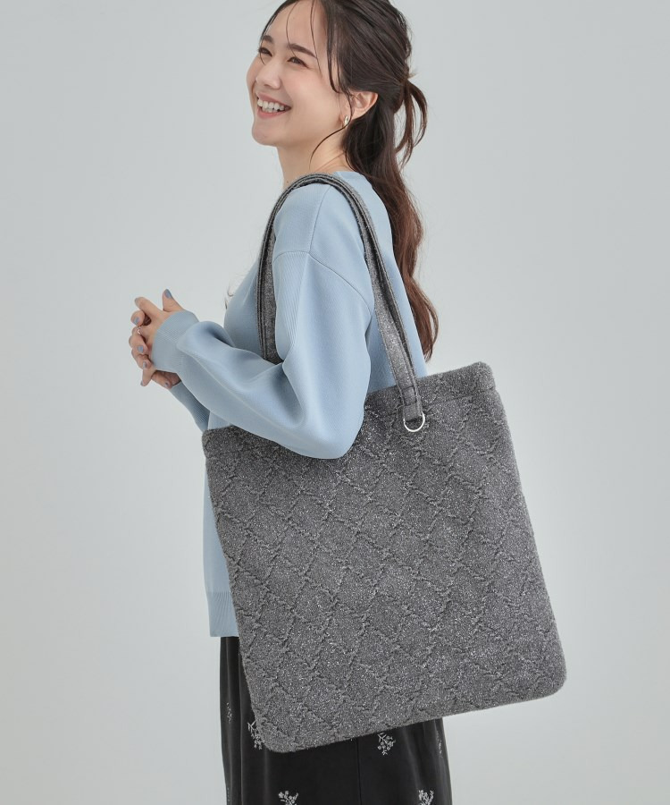 ラメ格子柄スクエアトートバッグ2