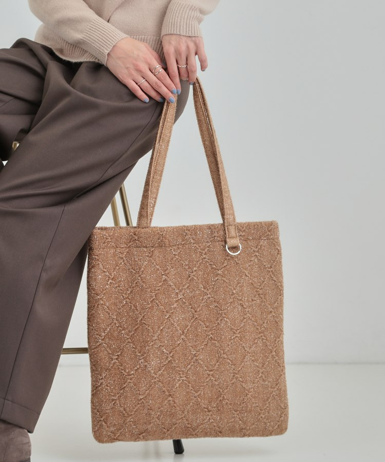 ラメ格子柄スクエアトートバッグ4