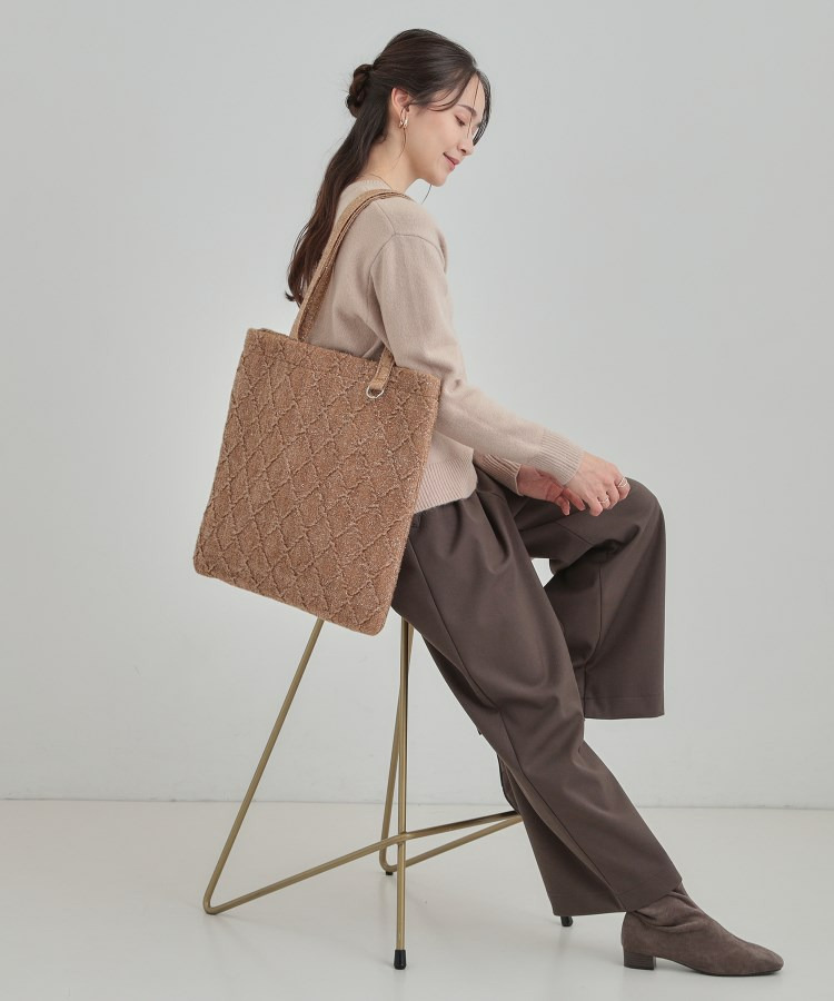 ラメ格子柄スクエアトートバッグ5