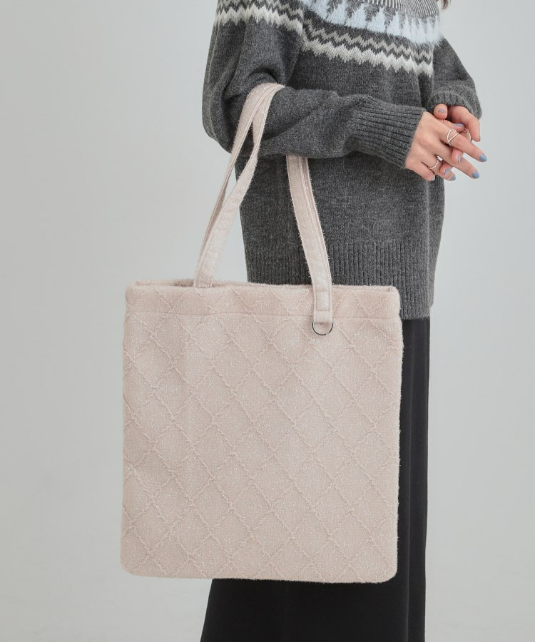 ラメ格子柄スクエアトートバッグ6