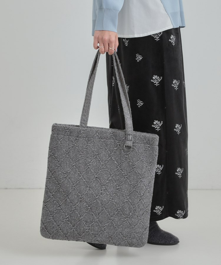 ラメ格子柄スクエアトートバッグ1