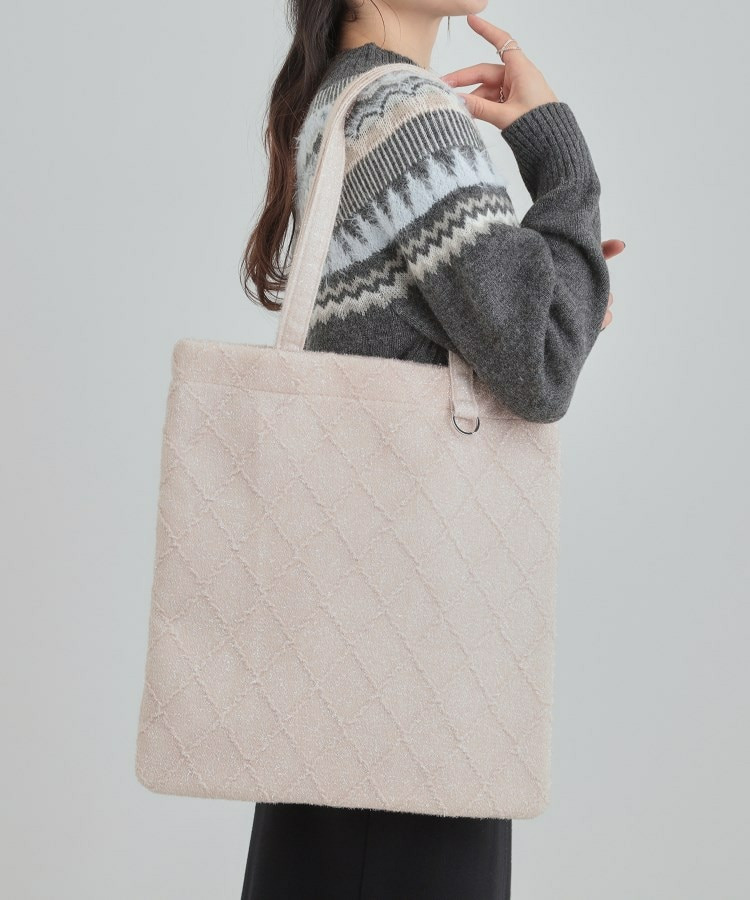 ラメ格子柄スクエアトートバッグ1