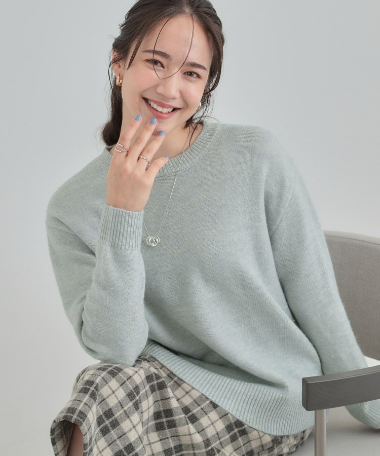 【洗える】キラキラ光るラメが上品　クルーネックニット