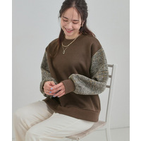 【あったか】裏起毛袖チェックトップス