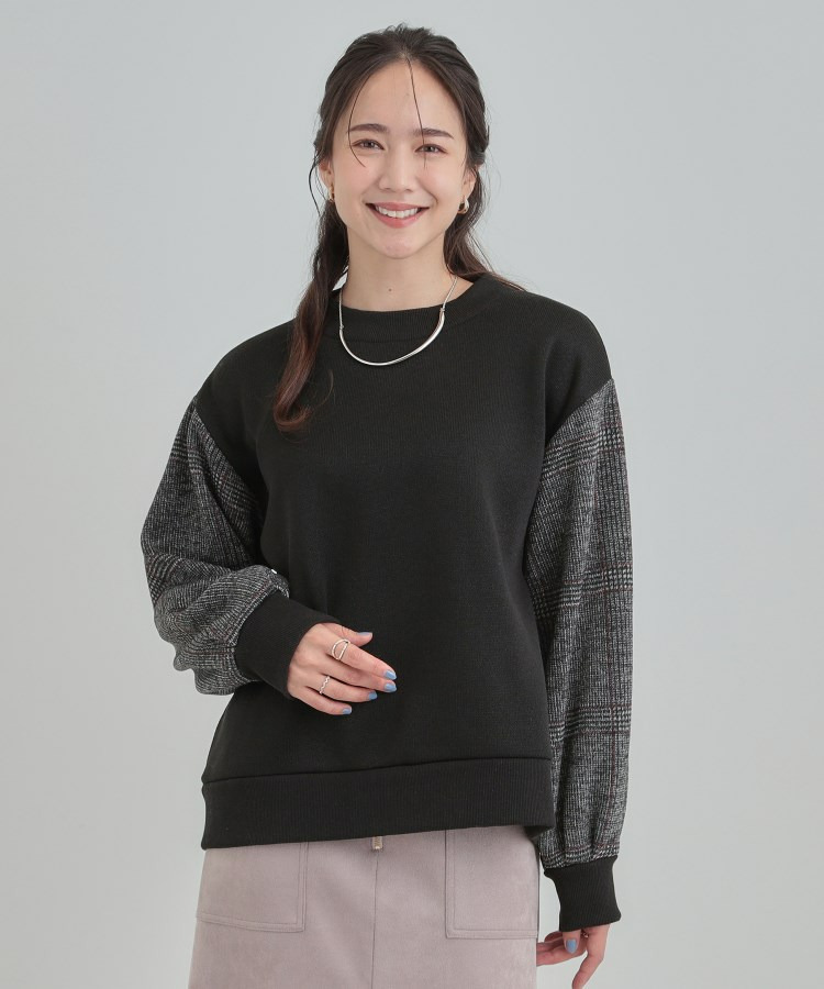 【あったか】裏起毛袖チェックトップス2