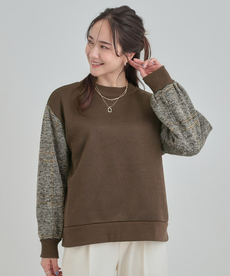 【あったか】裏起毛袖チェックトップス6