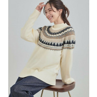 配色が大人かわいい　フェアアイル柄求心ニット