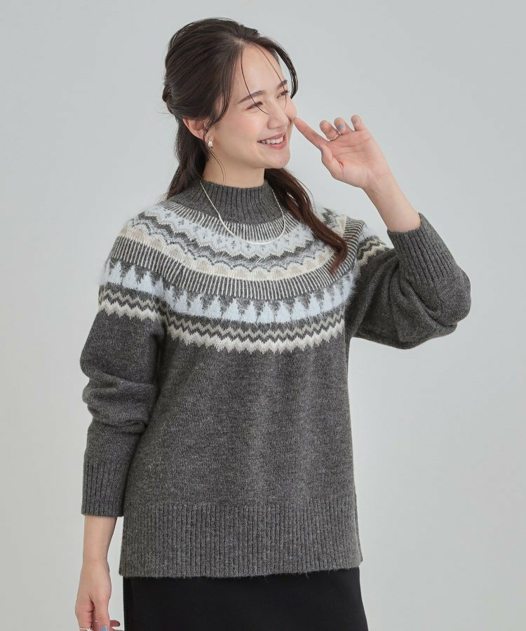配色が大人かわいい フェアアイル柄求心ニット10