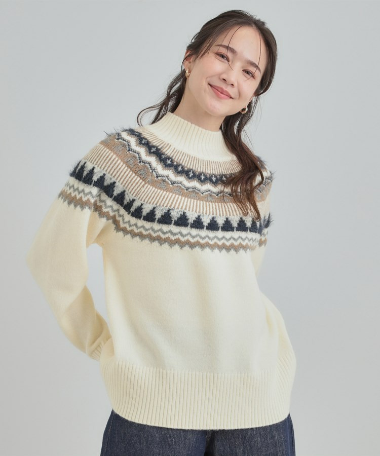 配色が大人かわいい フェアアイル柄求心ニット2