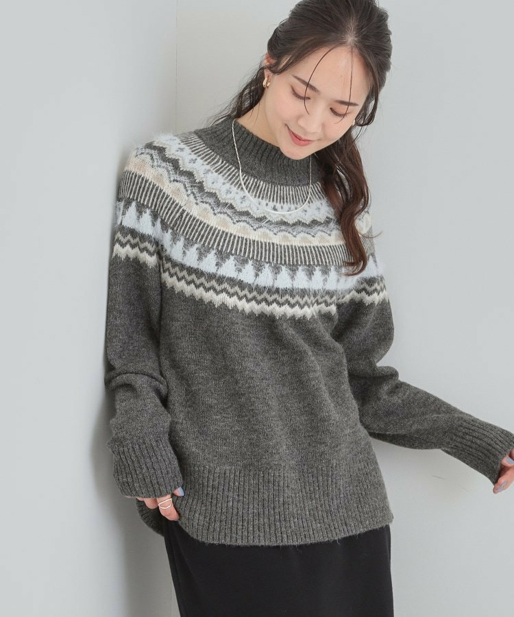 配色が大人かわいい フェアアイル柄求心ニット1