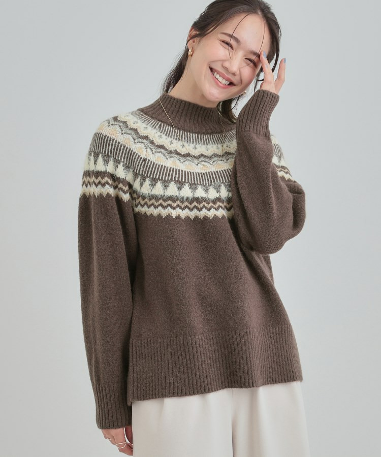 配色が大人かわいい フェアアイル柄求心ニット1
