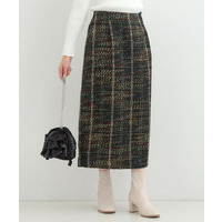 【S-LL】きれいめにもカジュアルにも ラメツイード ナロースカート
