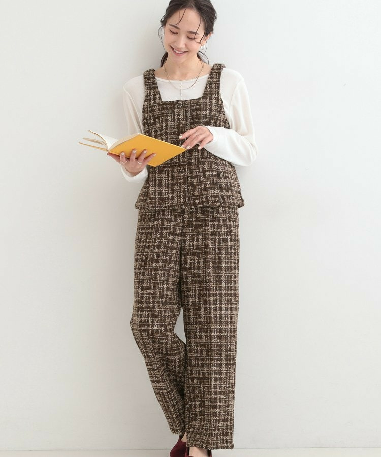 【2点セット/S-LL】着るだけで決まる クラシカルなツイード調 チェック柄セットアップ1