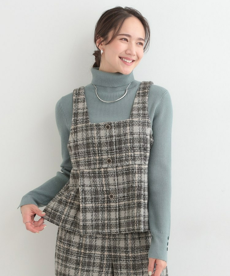 【2点セット/S-LL】着るだけで決まる クラシカルなツイード調 チェック柄セットアップ2