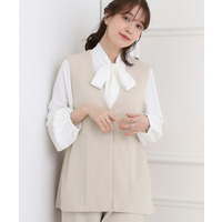 【洗濯機可/セットアップ可/S-3L】きちんと楽に。カットジョーゼット ペプラムジレ