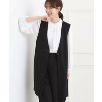 【洗える／イージーケア／ストレッチ】きちんと楽に。カットジョーゼットロングジレ