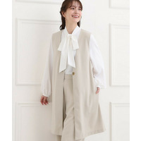 【洗濯機可/セットアップ可/S-3L】きちんと楽に。カットジョーゼット ロングジレ