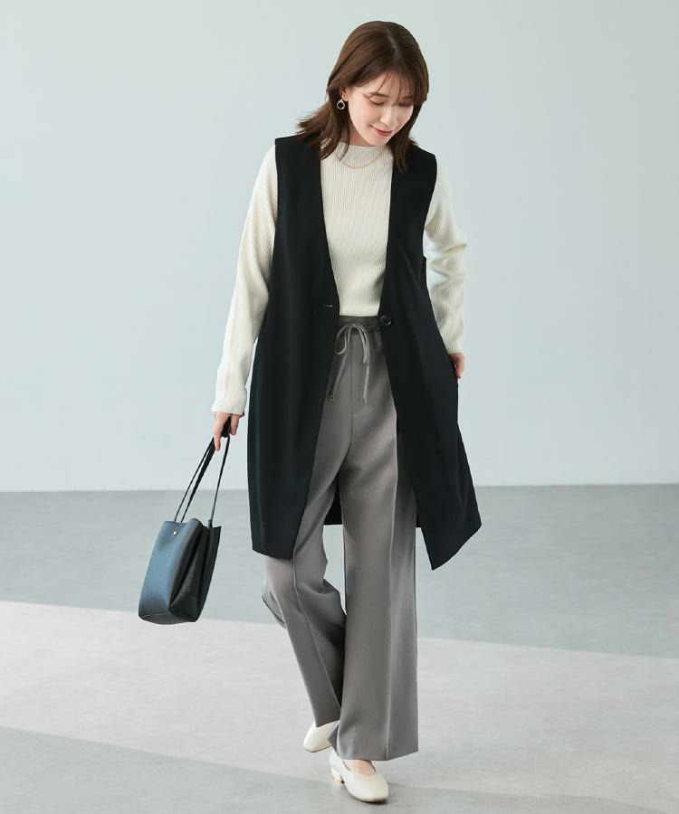 【洗濯機可/S-3L/イージーケア】きちんと楽に。カットジョーゼットロングジレ26