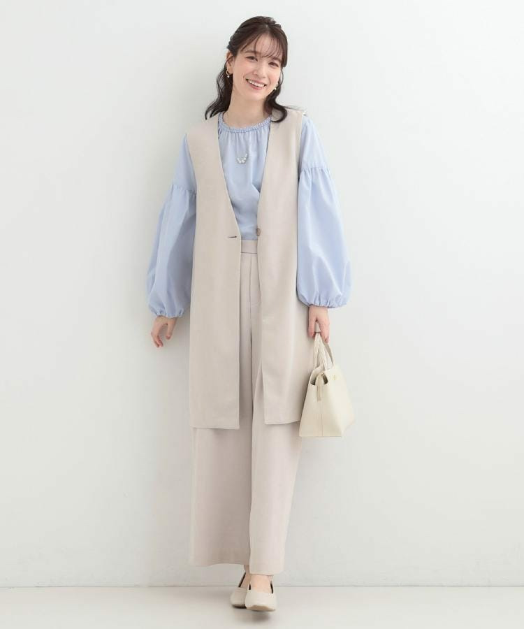 【洗濯機可/S-3L/イージーケア】きちんと楽に。カットジョーゼットロングジレ27