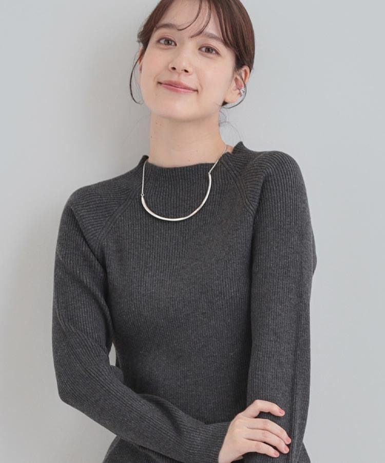 【洗濯機可】ちくちくしにくい やわらかリブハイネックニット