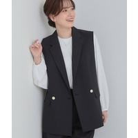 【セットアップ可/S-LL/洗濯機可】サッと軽やかに羽織りやすいWブレストジレ