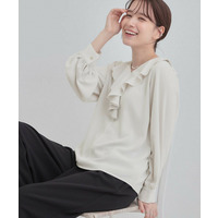 【洗濯機可/S-LL】お顔周りを華やかに。フリル襟ブラウス