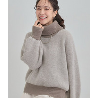 【S-LL】さりげないラメ感 配色ジャカード タートルネックニット