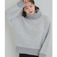 【S-LL】さりげないラメ感 配色ジャカード タートルネックニット