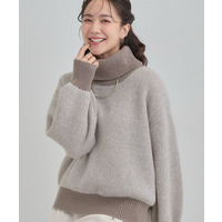 【S-LL】さりげないラメ感 配色ジャカード タートルネックニット