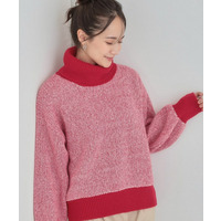 【S-LL】さりげないラメ感 配色ジャカード タートルネックニット