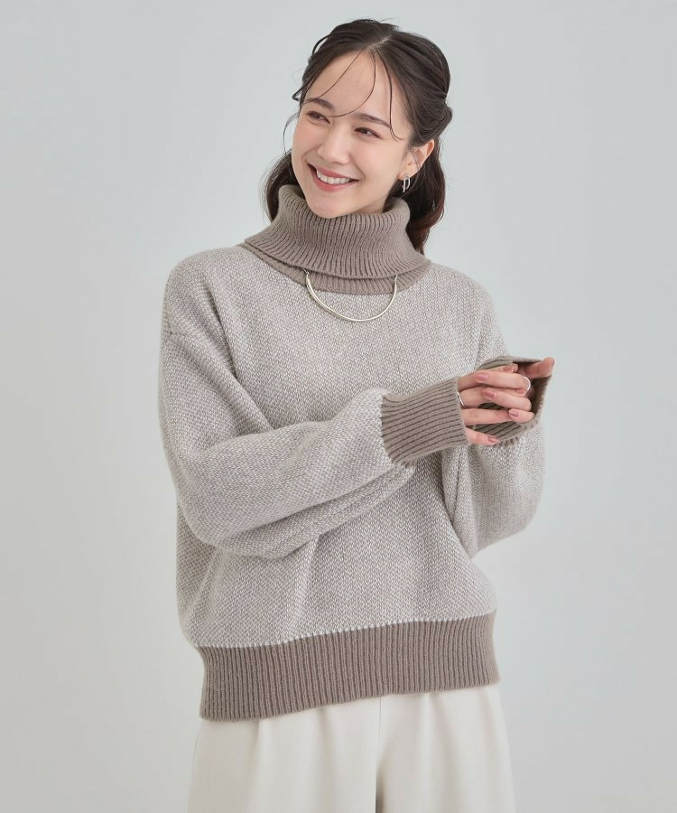 【S-LL】さりげないラメ感 配色ジャカード タートルネックニット10