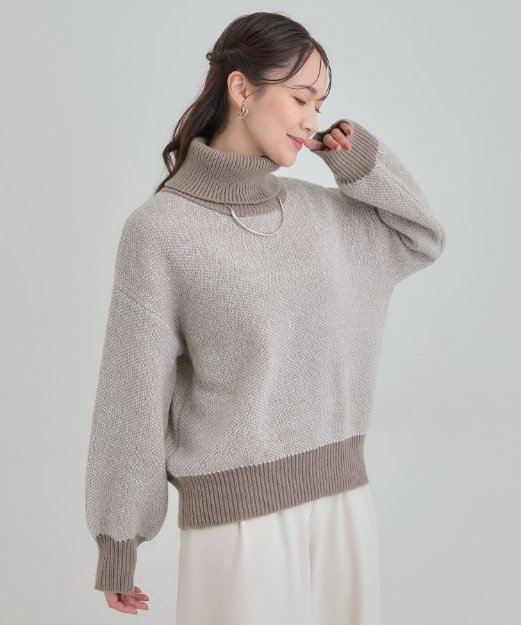 【S-LL】さりげないラメ感 配色ジャカード タートルネックニット11