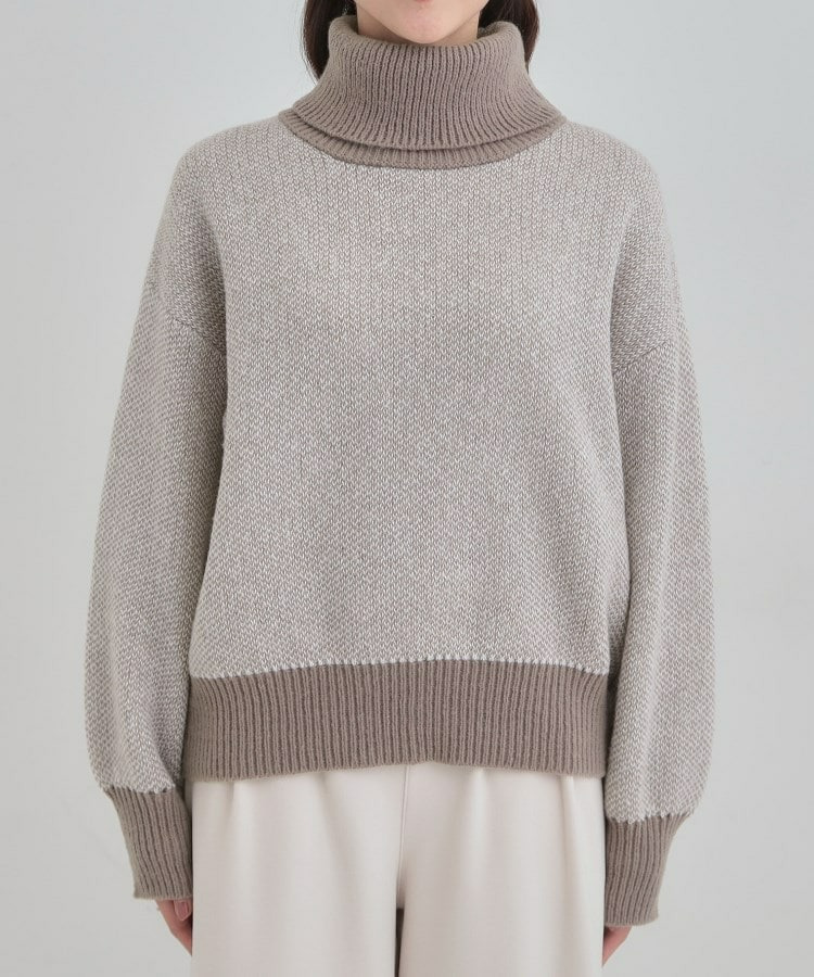 【S-LL】さりげないラメ感 配色ジャカード タートルネックニット18