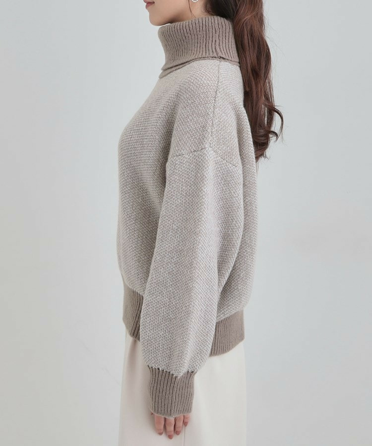 【S-LL】さりげないラメ感 配色ジャカード タートルネックニット19