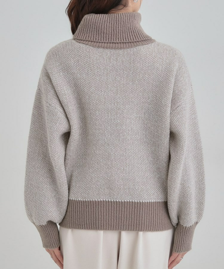 【S-LL】さりげないラメ感 配色ジャカード タートルネックニット20