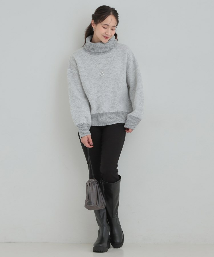 【S-LL】さりげないラメ感 配色ジャカード タートルネックニット4