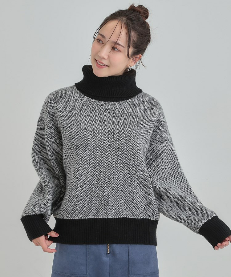 【S-LL】さりげないラメ感 配色ジャカード タートルネックニット6