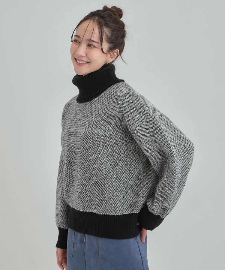 【S-LL】さりげないラメ感 配色ジャカード タートルネックニット7