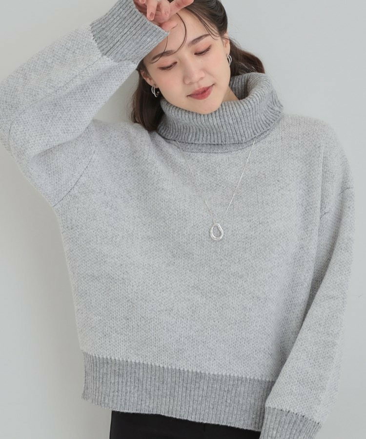 【S-LL】さりげないラメ感 配色ジャカード タートルネックニット1