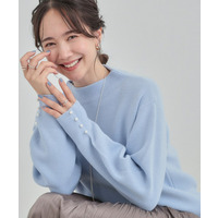 【洗濯機可/S-LL/毛玉になりにくい】お袖パールで上品な ハイネックニット