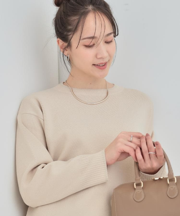 【洗濯機可/セットアップ可/毛玉になりにくい】クルーネックニット1